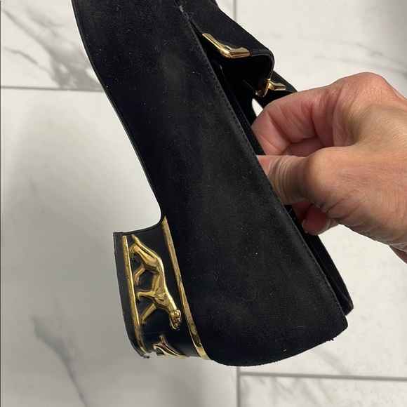 Aldo Black Velvet Loafers Slip-Ons with Gold Details - Picture 6 of 10